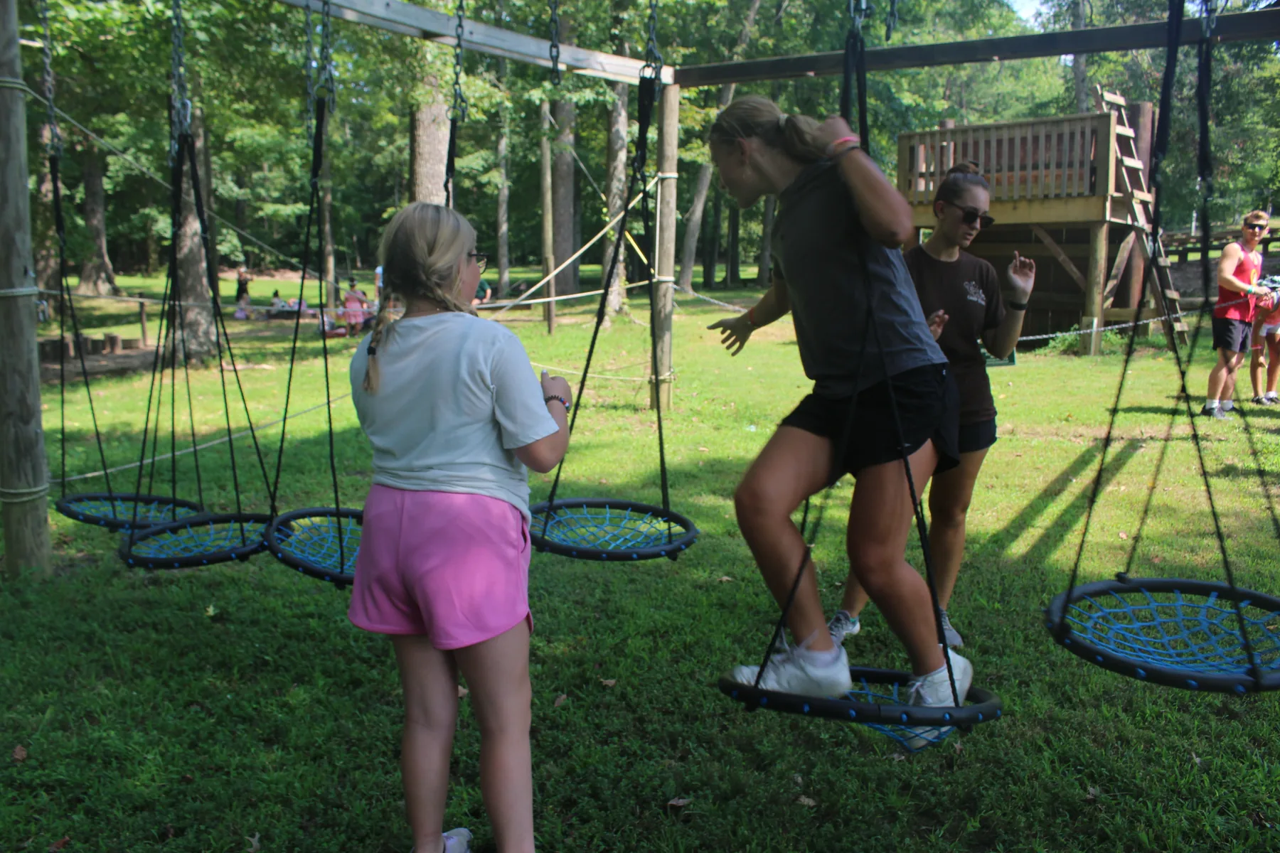 Campers and volunteers enjoying an outdoor activity