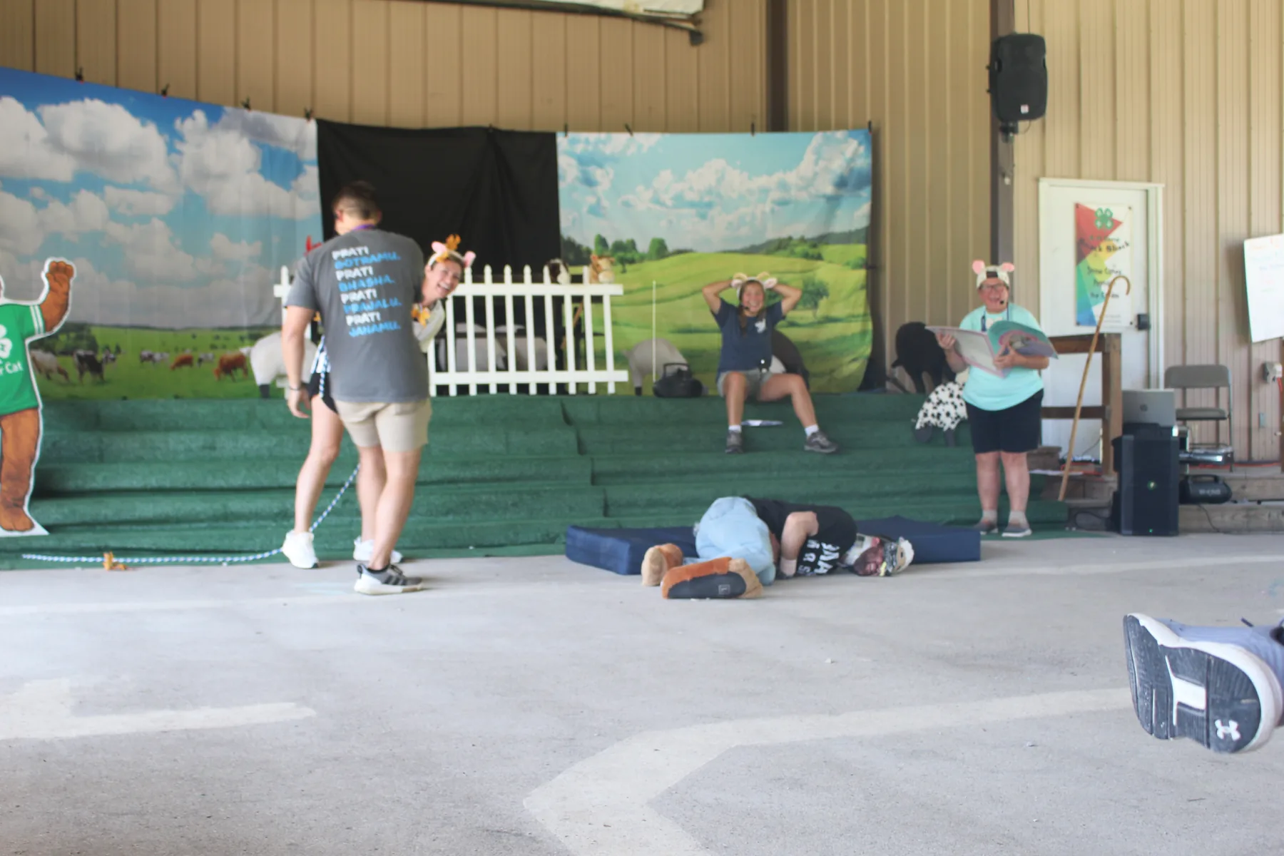 Volunteers creating a fun camp program